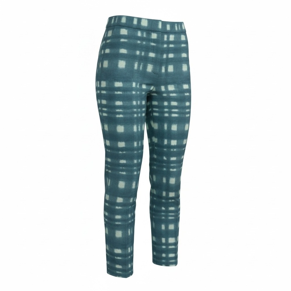 #B18 ST. JOHN Ankle Pants SZ. 4 Blue Print Mid Rise Cotton Blend